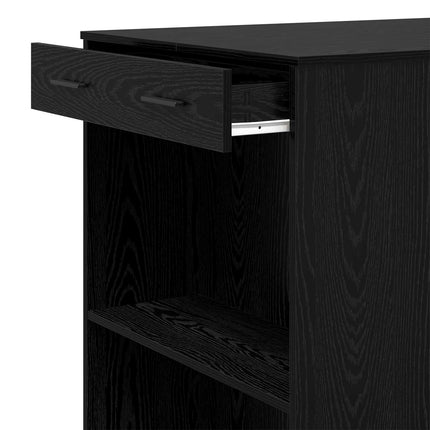 Barbord med låda Svart Ek 102 x 70 x 103,5 cm Konstruerat trä