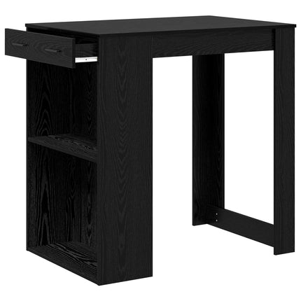 Barbord med låda Svart Ek 102 x 70 x 103,5 cm Konstruerat trä
