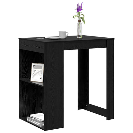 Barbord med låda Svart Ek 102 x 70 x 103,5 cm Konstruerat trä