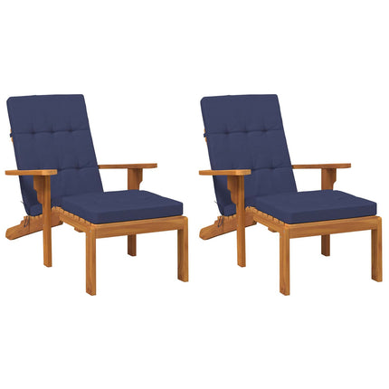Utomhuskudde 2 pcs Mörkblå 180 x 55 x 7 cm Tyg