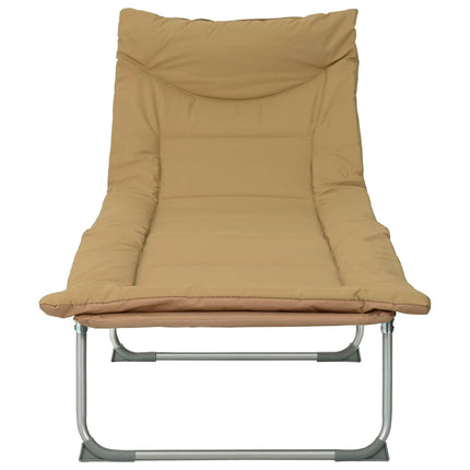 Hopfällbar solstol med kudde 2 pcs Beige