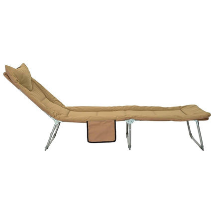 Hopfällbar solstol med kudde 2 pcs Beige