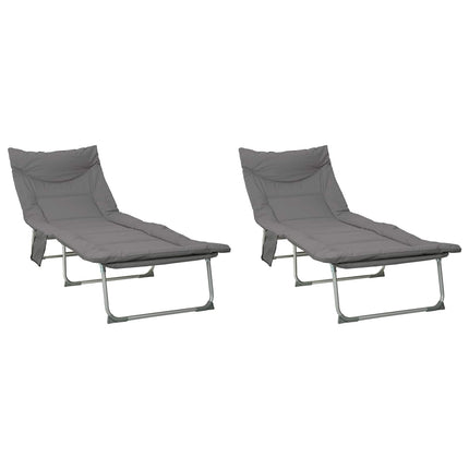 Hopfällbar solstol med kudde 2 pcs Antracit