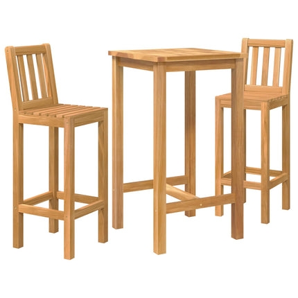 Utomhus Bar Set 3 pcs Obehandlad Massivt teakträ