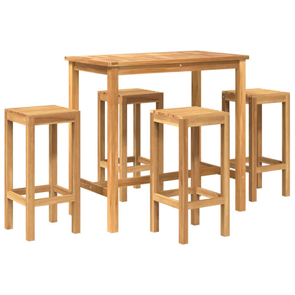 Utomhus Bar Set 5 pcs Obehandlad Massivt teakträ