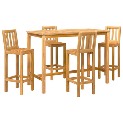 Utomhus Bar Set 5 pcs Naturlig Massivt teakträ