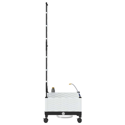 Trädgårdsplanterare med Vattning och Hjul Vit 40 x 40 x 132 cm