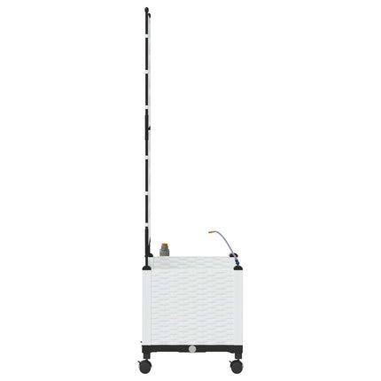 Trädgårdsplanterare med Vattning och Hjul Vit 40 x 40 x 148 cm