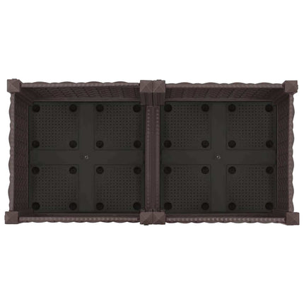 Trädgårdsplanterare med hjul Brun 80 x 40 x 29 cm PP