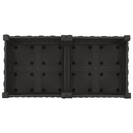 Trädgårdsplanterare med hjul Svart 80 x 40 x 29 cm PP
