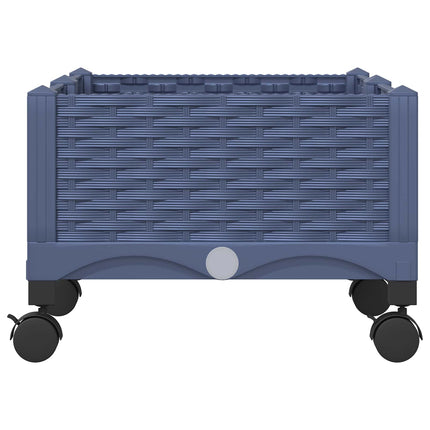 Trädgårdsplanterare med hjul Blå Grå 80 x 40 x 33 cm PP