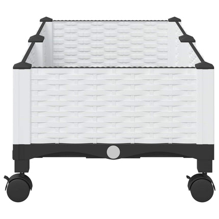 Trädgårdsplanterare med hjul Vit 80 x 40 x 33 cm PP