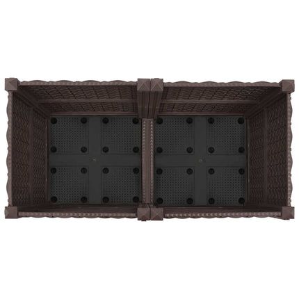 Trädgårdsplanterare med hjul Brun 80 x 40 x 44 cm PP