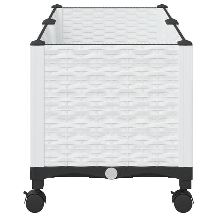 Trädgårdsplanterare med hjul Vit 80 x 40 x 48 cm PP
