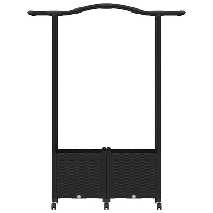 Upphöjd Bädd med Spaljé och Tak Svart 125 x 40 x 144 cm PP