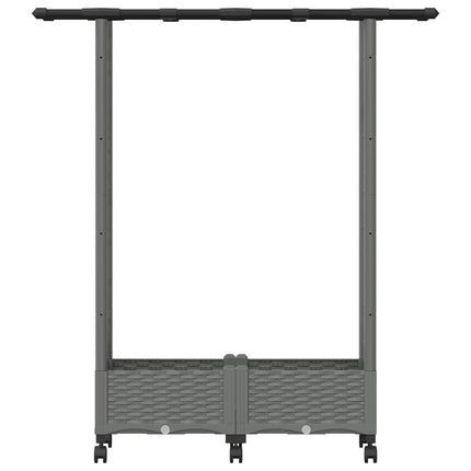 Upphöjd Bädd med Spaljé och Tak Ljusgrå 122,5 x 40 x 127 cm PP