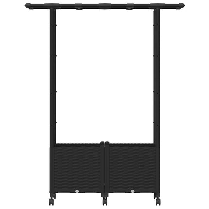 Upphöjd Bädd med Spaljé och Tak Svart 124,5 x 40 x 142 cm PP