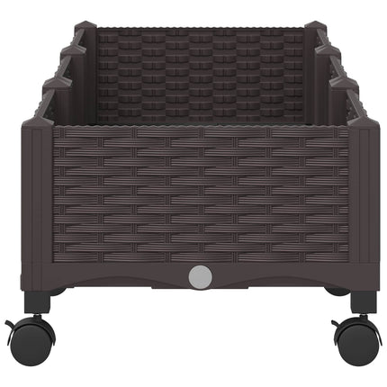 Trädgårdsplanterare med hjul Brun 120 x 40 x 29 cm PP