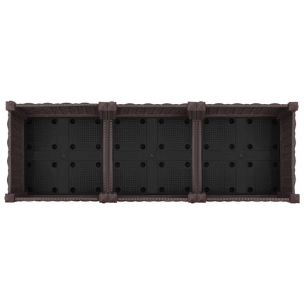 Trädgårdsplanterare med hjul Brun 120 x 40 x 29 cm PP