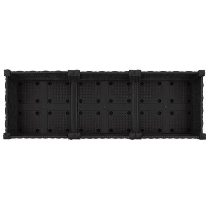 Trädgårdsplanterare med hjul Svart 120 x 40 x 29 cm PP