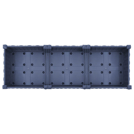 Trädgårdsplanterare med hjul Blå Grå 120 x 40 x 33 cm PP