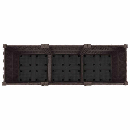 Trädgårdsplanterare med hjul Brun 120 x 40 x 44 cm PP
