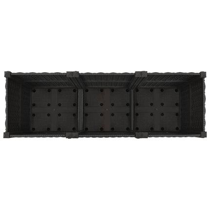 Trädgårdsplanterare med hjul Svart 120 x 40 x 44 cm PP