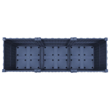 Trädgårdsplanterare med hjul Blå Grå 120 x 40 x 48 cm PP