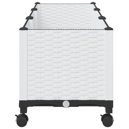 Trädgårdsplanterare med hjul Vit 120 x 40 x 48 cm PP