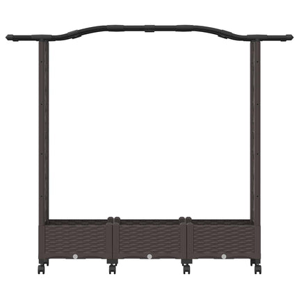Höjd säng med spaljé och hjul Brun 169 x 40 x 129 cm PP