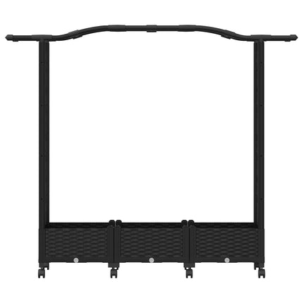 Upphöjd Bädd med Spaljé och Tak Svart 169 x 40 x 129 cm PP
