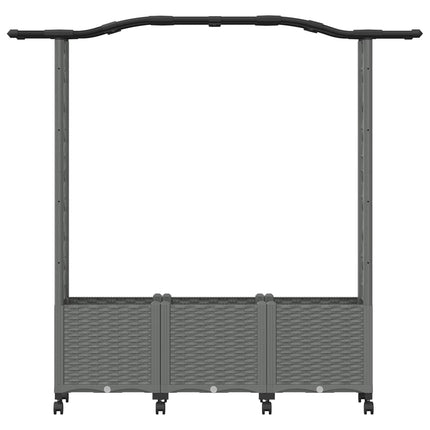 Upphöjd Bädd med Spaljé och Tak Ljusgrå 164 x 40 x 144 cm PP
