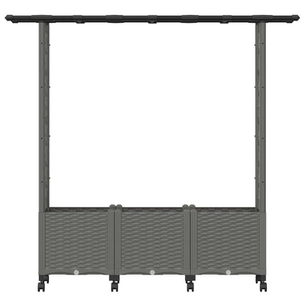 Upphöjd Bädd med Spaljé och Tak Ljusgrå 162,5 x 40 x 142 cm PP