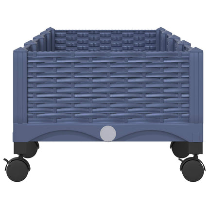 Trädgårdsplanterare med hjul Blå Grå 160 x 40 x 33 cm PP