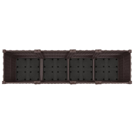 Trädgårdsplanterare med hjul Brun 160 x 40 x 44 cm PP