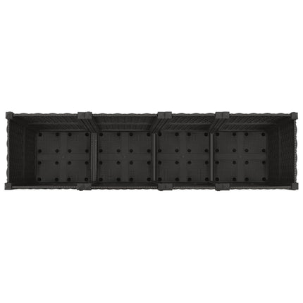 Trädgårdsplanterare med hjul Svart 160 x 40 x 44 cm PP