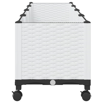 Trädgårdsplanterare med hjul Vit 160 x 40 x 48 cm PP