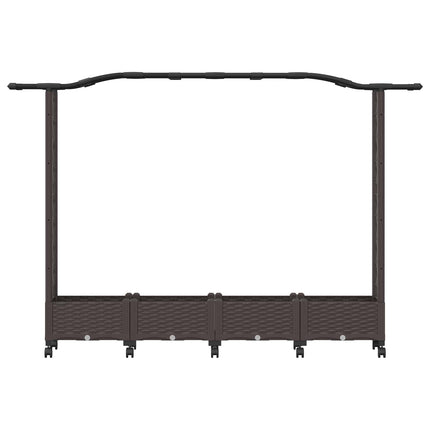 Upphöjd Bädd med Spaljé och Tak Brun 207 x 40 x 129 cm PP
