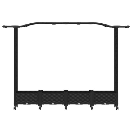Upphöjd Bädd med Spaljé och Tak Svart 207 x 40 x 129 cm PP