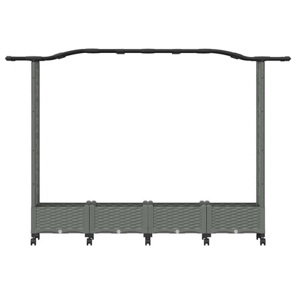 Upphöjd Bädd med Spaljé och Tak Ljusgrå 207 x 40 x 129 cm PP