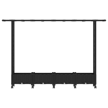 Upphöjd Bädd med Spaljé och Tak Svart 203 x 40 x 127 cm PP