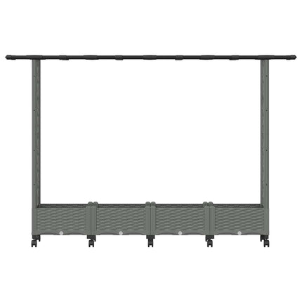 Upphöjd Bädd med Spaljé och Tak Ljusgrå 203 x 40 x 127 cm PP