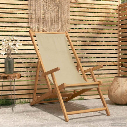 Strandstol Beige Massivt teakträ