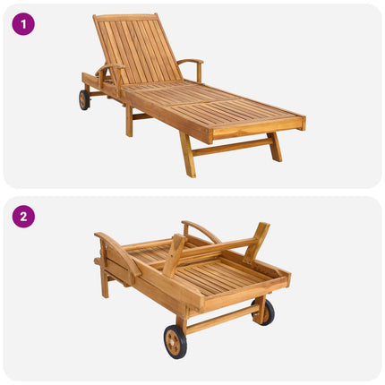 Solstol 1-person Brun och Kräm Massivt teakträ