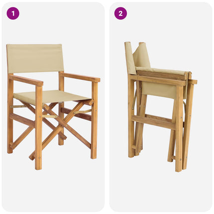 Direktörsstol 2 st Brun och beige Massivt teakträ