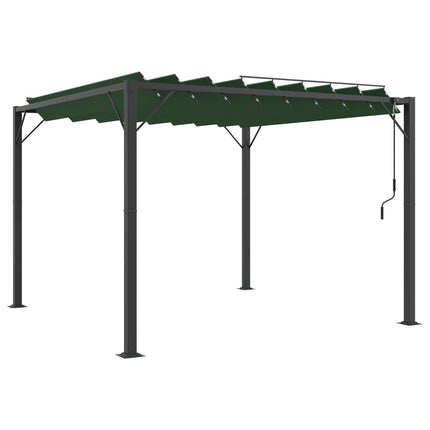 Gazebo med louvred tak 3 x 3 x 2,14 m Grön Duk och Aluminium