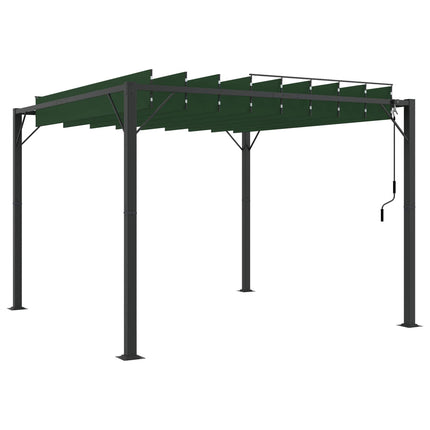 Gazebo med louvred tak 3 x 3 x 2,14 m Grön Duk och Aluminium