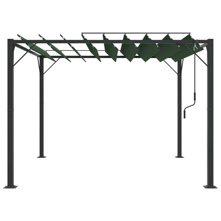 Gazebo med louvred tak 3 x 3 x 2,14 m Grön Duk och Aluminium