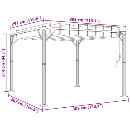 Gazebo med louvred tak 3 x 3 x 2,14 m Grön Duk och Aluminium