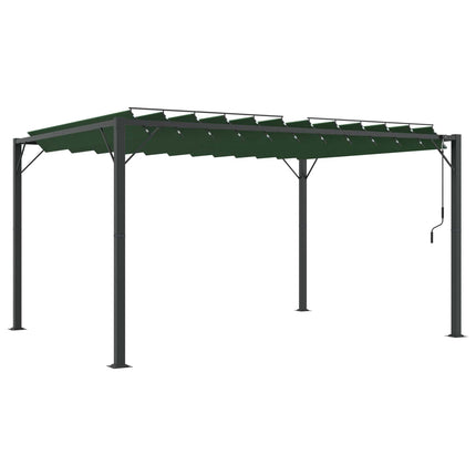 Gazebo med louvred tak 3 x 4 x 2,14 m Grön Duk och Aluminium